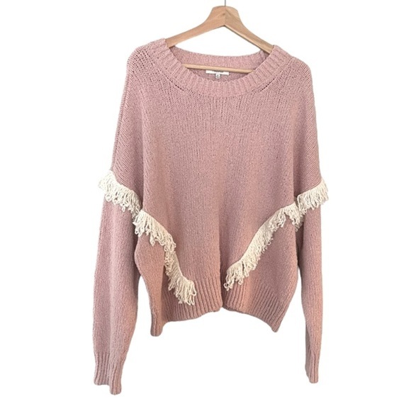 MADEWELL Montford Fringe Pullover Sweater Dusty Rose Size XL NEW - Picture 2 of 8